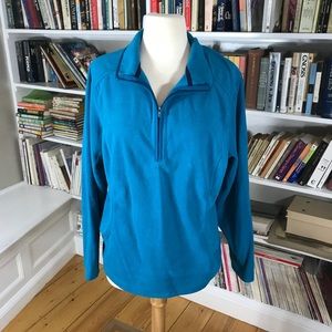 Lands End Cerulean Blue Fleece Pullover NWT